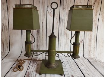Vintage Dual Tole Shade Student Lamp