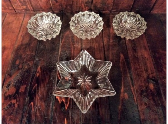 Set Of Clear Crystal Ashtrays