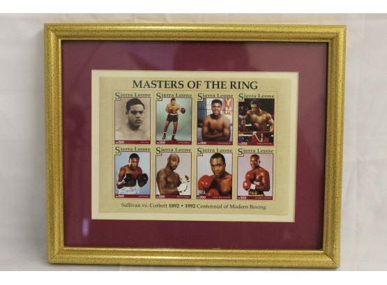 Framed Masters Of The Ring Postage Stamps 9 X 11'