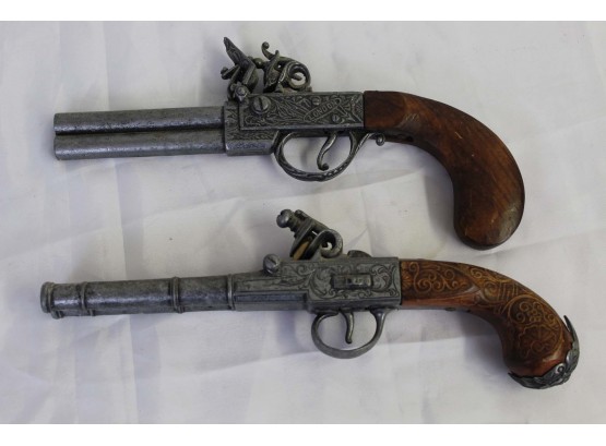 Pair Of Antique Replica Flintlock Pistols Marked  'London 1776'