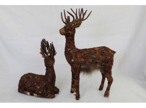 Decorative Feathered Deer Figures