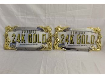 Pair Of Cruiser Twins 24 Karat Gold Chrome License Plate Frames