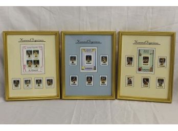 Set Of 3 Framed Hummel Figurines Postage Stamps 9 X 11'