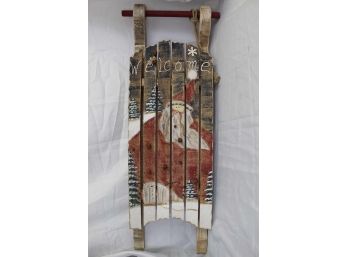 'Welcome' Decorated Wooden Christmas Sled 33'