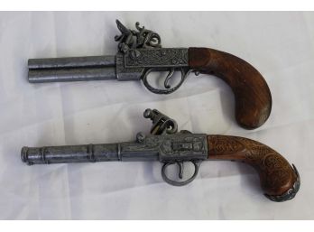 Pair Of Antique Replica Flintlock Pistols Marked  'London 1776'