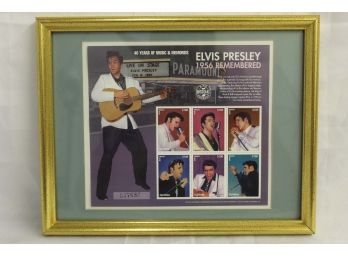 Framed Elvis Presley 1956 Remembered Postage Stamps 9 X 12'