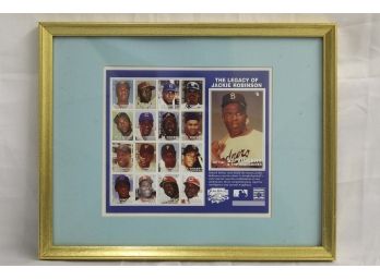 Framed Legacy Of Jackie Robinson Postage Stamps 12 X 15'
