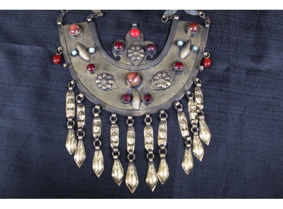 Antique Egyptian Jeweled Statement Necklace