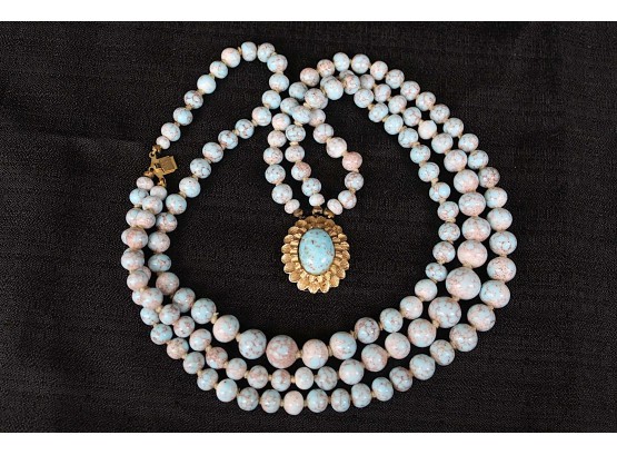 Vintage Goldette Turquoise Fob/Pendant Necklace