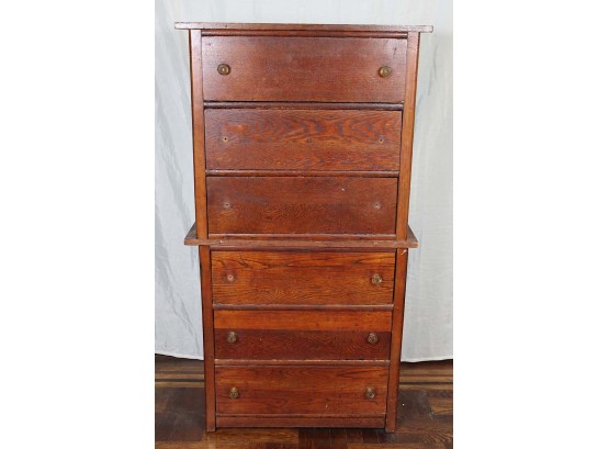 Amazing Tiger Oak Chest Of Drawers (Missing Knobs) 56H X 30W X 16D