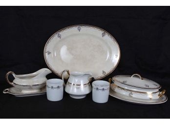 Various White & Gold Trim Serving Pieces (Homer Laughlin, Buffalo Pottery, Edwin M. Knowles, W.S. George)