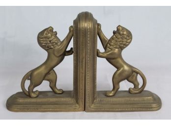 Pair Of 6' Brass Lion Bookends