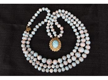 Vintage Goldette Turquoise Fob/Pendant Necklace