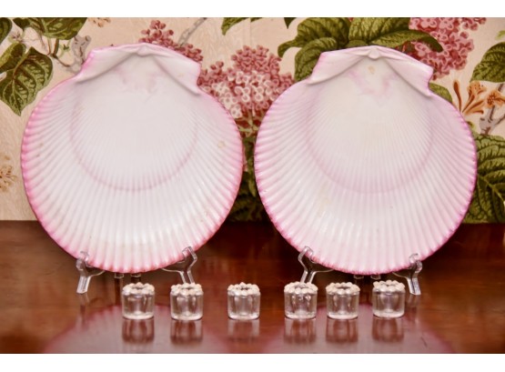 Wedgewood Scallop Plates With Sea Shell Candle Holders