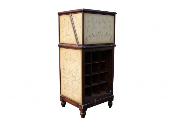 Hand Painted Wine Bar Cabinet With Flip Top 18 X 16 X 41