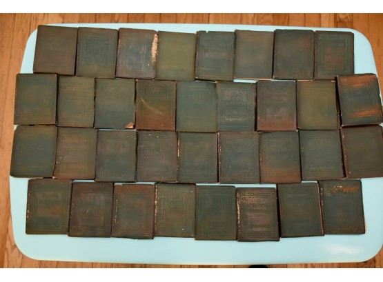Set Of 34 Vintage Petite Leather Library Books