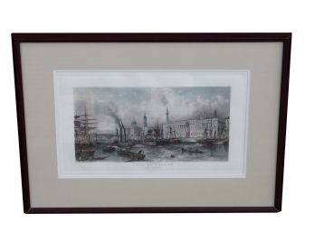 'Port Of London In 1839' Steel Engraving Framed  27 X 20