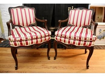 Candy Stripe Vintage Carved Side Chairs 23 X 22 X 32