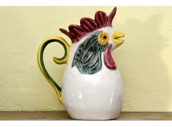 Ceramic Painted Rooster Pitcher