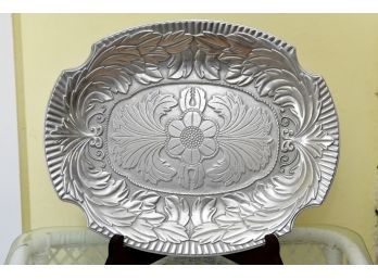 Large Silver Tone Serving Platter
