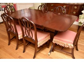 Dual Pedestal Mahogany Dining Table With 6 Chairs