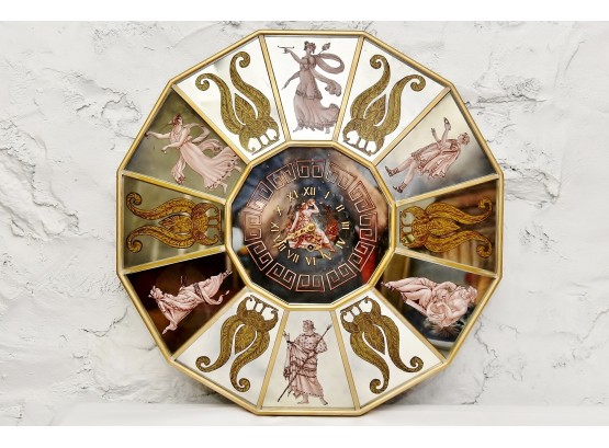 Roman Inspired Mirrored Wall Clock 23' Round