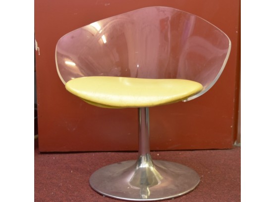 MCM Lucite And Stainless Base Swivel Chair 28 X 17 X 26