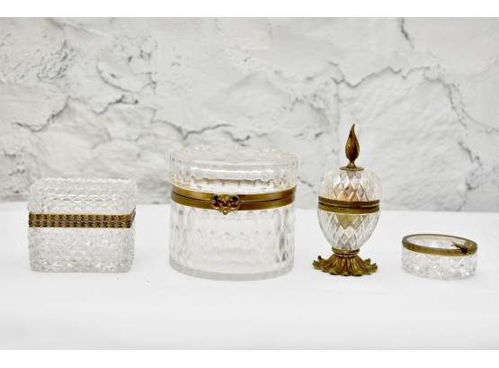 Vintage Cut Crystal Collection Including Gold Trim Vanity-ware