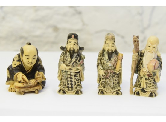 Four Asian Carved Mini Figurines