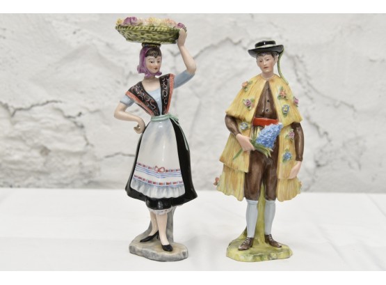 Portuguese Porcelain Man And Woman Figurines