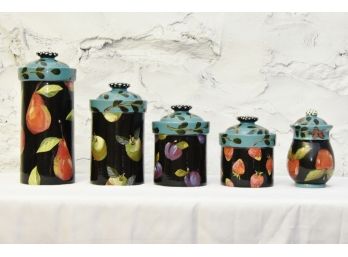 Hand Painted Ceramic 'Droll' Canister Set