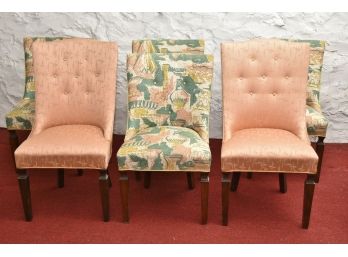 Six Custom Upholstered Dining Chairs Including Two Captains Chairs  21 X 20 X 25