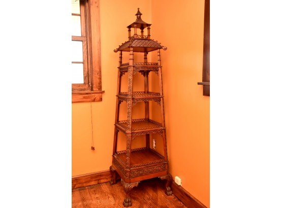 Beautiful Vintage Rosewood Claw Foot Pagoda