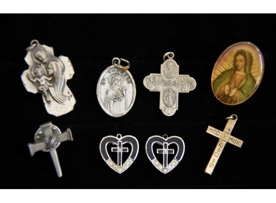 Religious Collection Including Crosses And Charms Jewelry Lot #3