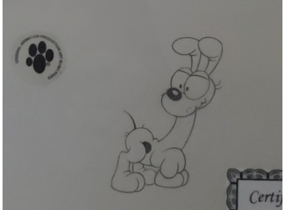 Garfields Dog Original Artist Signed Cartoon Cell With COA