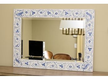 Lovely Country Blue And White Wall Mirror 37.5 X 28