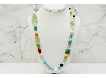 Multicolor Beaded Stone Necklace 925 KY1O