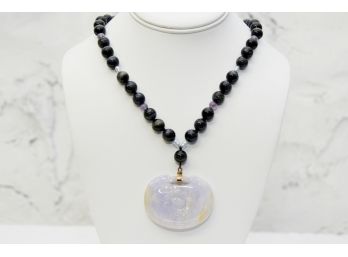 Lapis And Onyx Pendant Necklace
