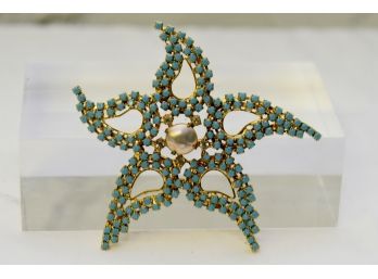 Turquoise Starfish Brooch