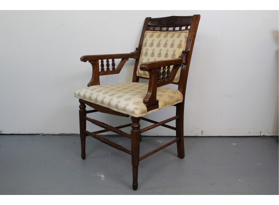 Fruitwood Side Chair With Pineapple Accent  22L X 20W X 37H