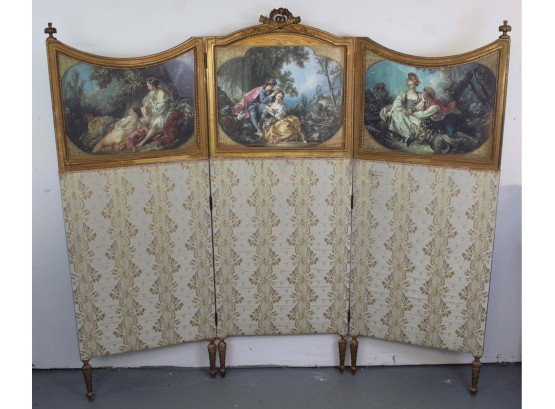 Antique Victorian Padded Dressing Screen 70L X 63H