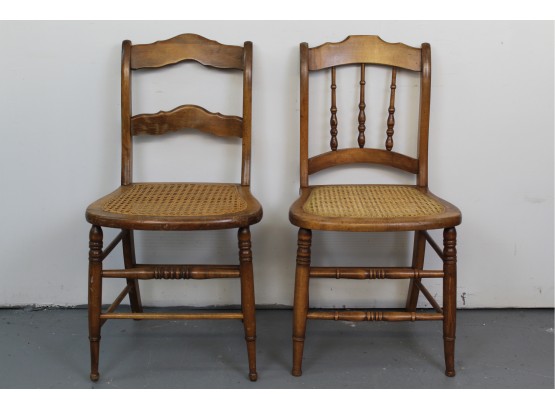 Pair Of Cane Seat Side Chairs 17L X 16W X 32H