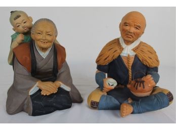 Vintage Japanese Hakata Urasaki Clay Dolls