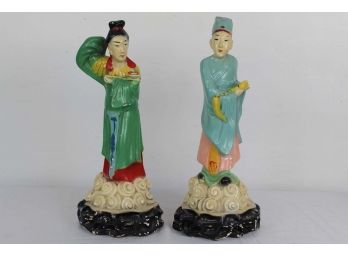 Two Hand Painted Asian Figurines