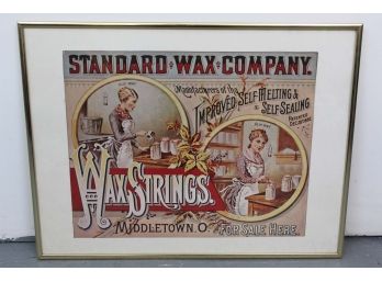 Standard Wax Co. Framed Advertisment Print 25 X 18