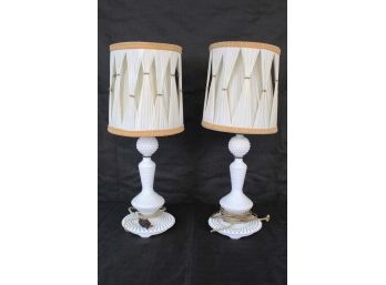 Pair Of Vintage Milk Glass Lamps