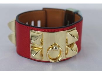 Hermes Collier De Chien Red Bracelet