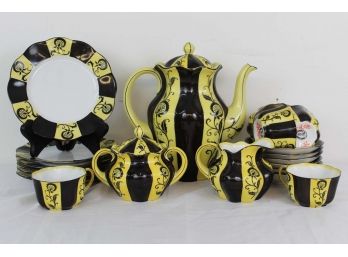 'Mabensdorf 1882' Hand Painted Yellow & Black Tea Set