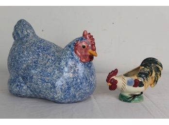 Two Porcelain Roosters
