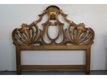 Ornate Gold Painted Head Board With Red Trim 69L X 1.5W X 58H
